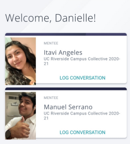 ​ Danielle Jourdin, 22, mentors two UCR students. (Courtesy of Danielle Jourdin)  ​